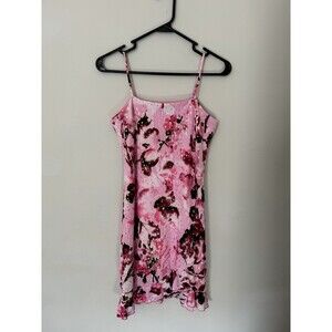 Girls Vintage Nicole Miller Pink Dress Size 16 y2k Spaghetti Strap Floral